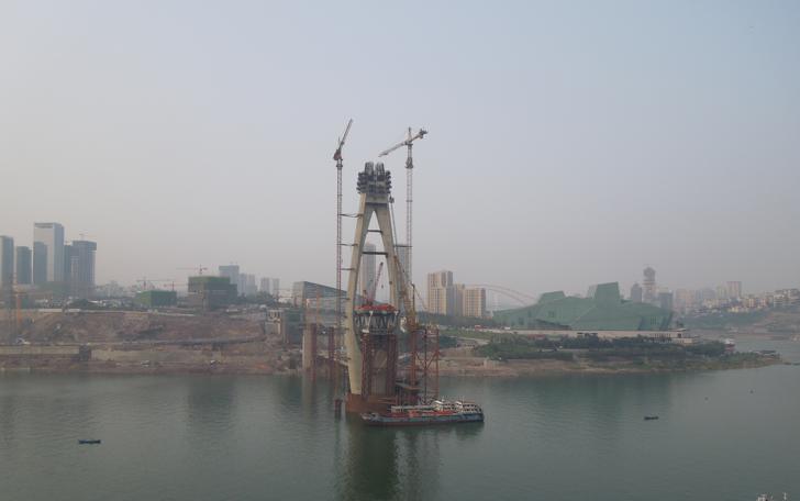 View towards the Qiansimen Bridge in Chongqing